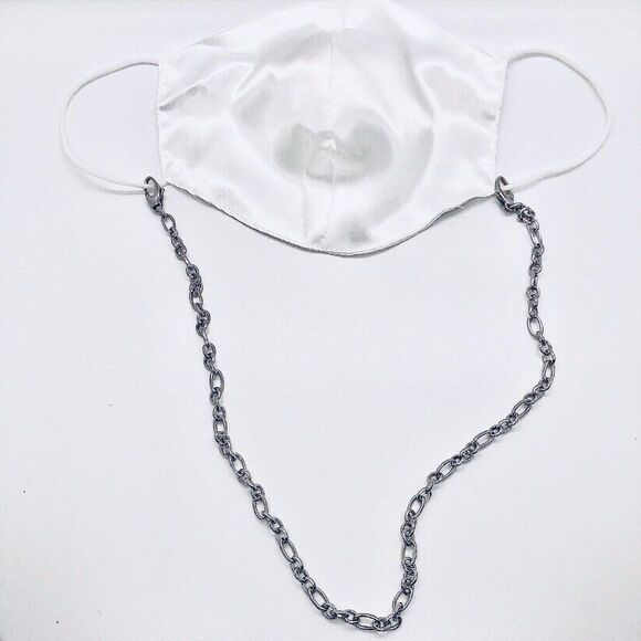 Unique Vintage Silver Victorian Link Mask Chain Necklace - Picture 1 of 3